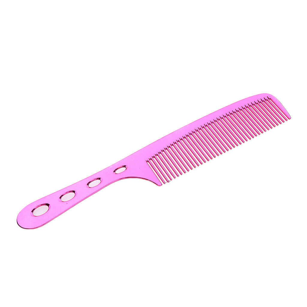 Space Aluminum Antistatic Haircutting Styling Barber Comb for Women Fuchsia