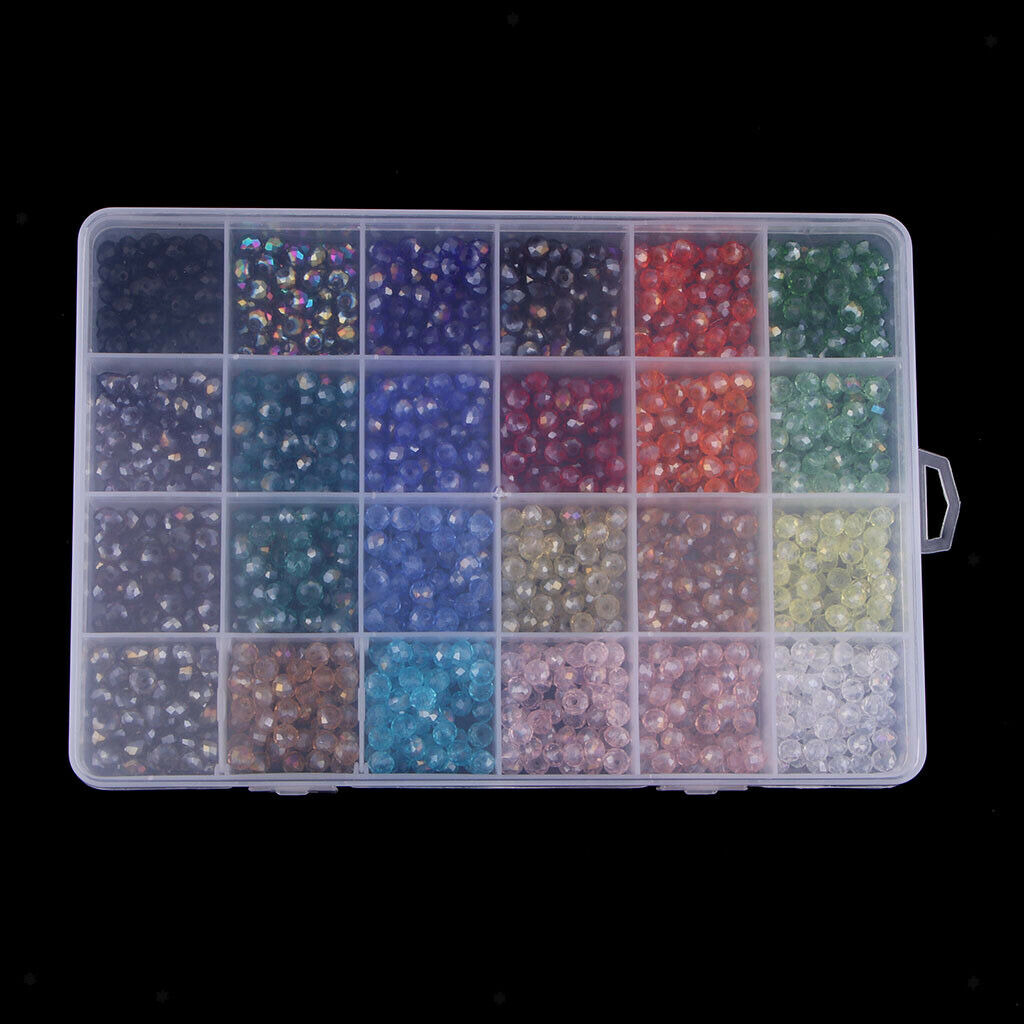 1200PCS/Box Crystal Glass Beads Rondelle Faceted Loose Spacers Beads 6mm Making