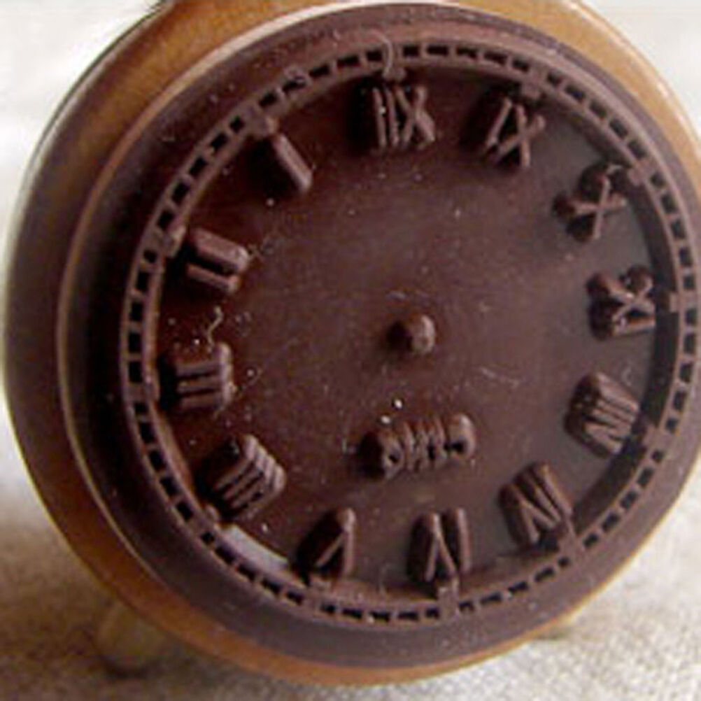 Hot Wooden Rubber Stamp Seal Classic Alarm Clock For Diary Scrapbook Decor LBDA
