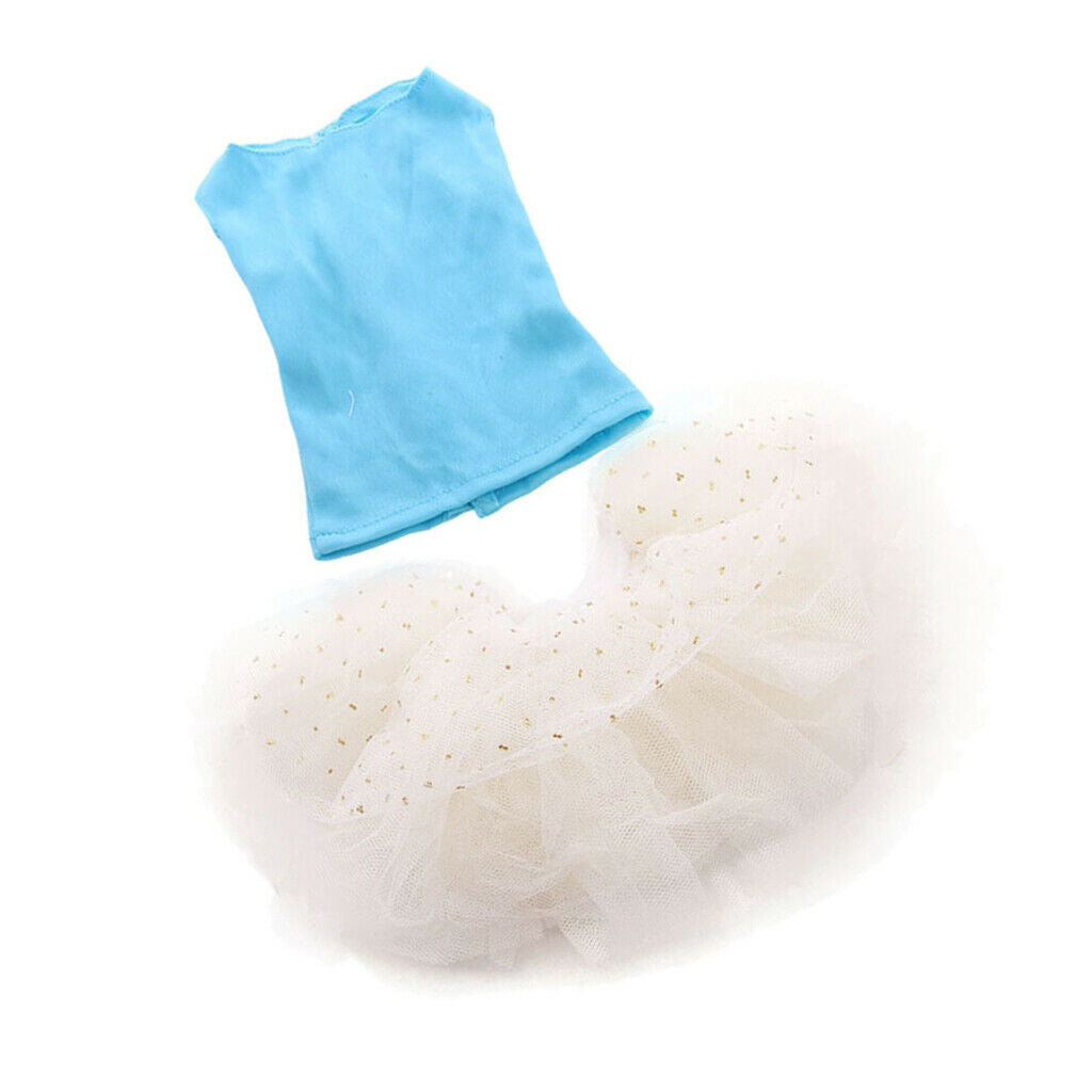 Blue Sleeveless Shirts with White Gauzy Skirt Kit Cute Outfits Clothes for 18
