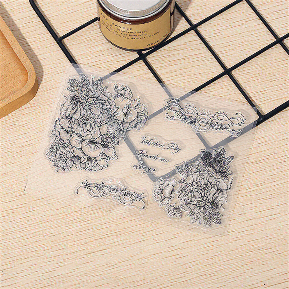 Clear Stamp Flower Silicone Polymer Clay Texture Seal Embossing Pottery Tool DIY