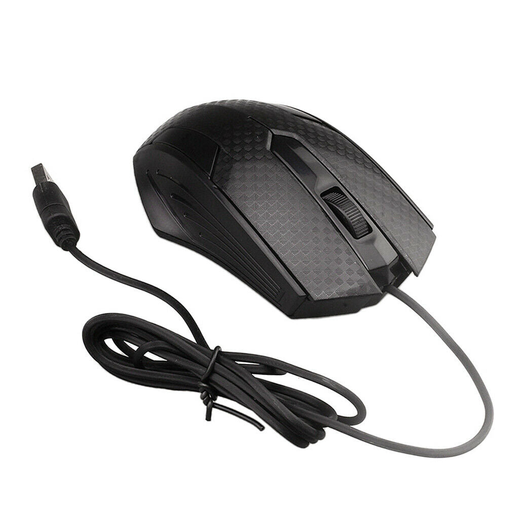 1000dpi USB Wired Optical Mouse 3-Button Gaming Mic for Computer Black