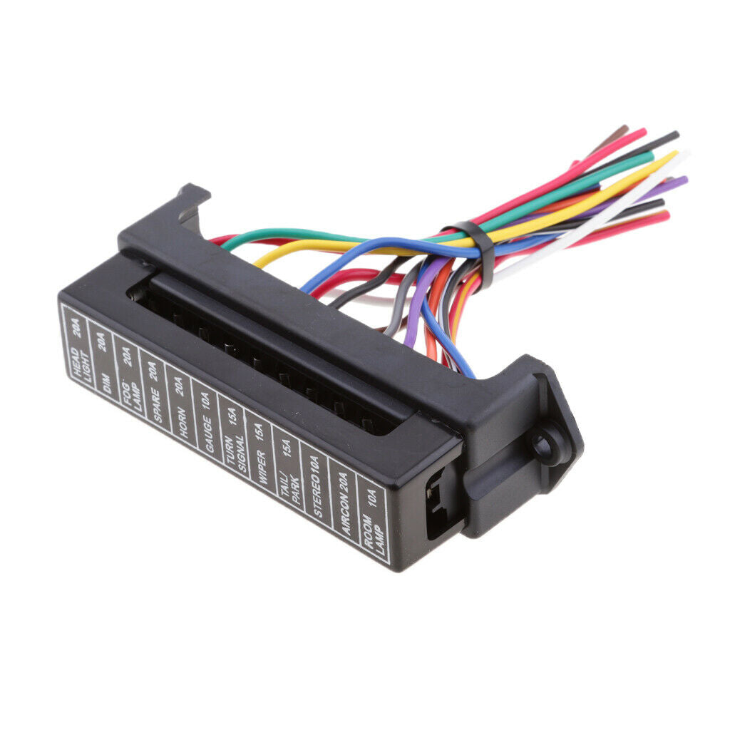 1A-40A 12-Way Automotive Relay Fuse Holder Distribution Block 32V Voltage
