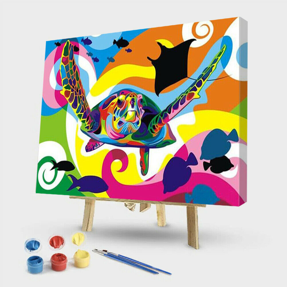 50x40cm Colorful Turtle Painting By Numbers DIY Hand Painted Wall Art Decor @