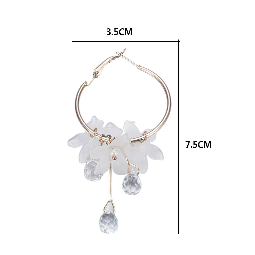 Drop Earrings Crystal Tassel Dangle Acrylic Flower Women Jewelry Accessories