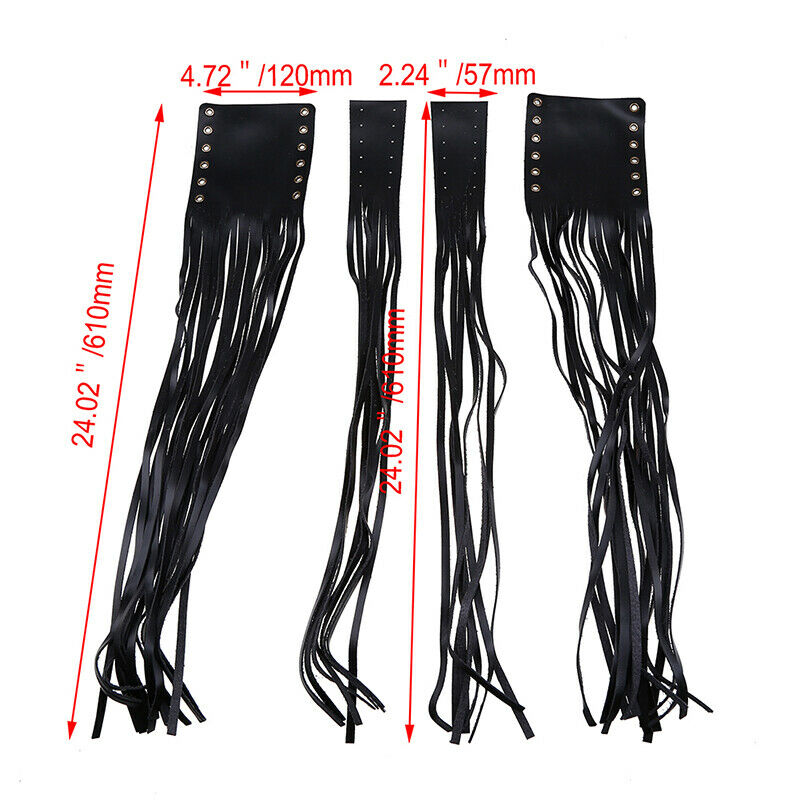 Set 7/8inch Hand Grips Fringe Tassel Cover 22mm Leather Universal Fit Motorcycle