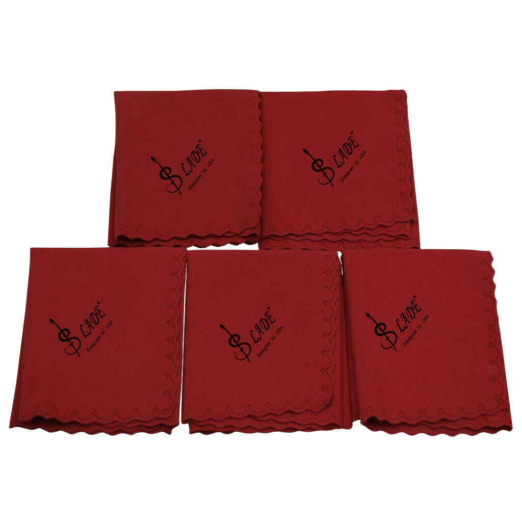 5Pcs Cleaning Cloths Polish Cloth 250x250mm for Guitar Violin Saxophones