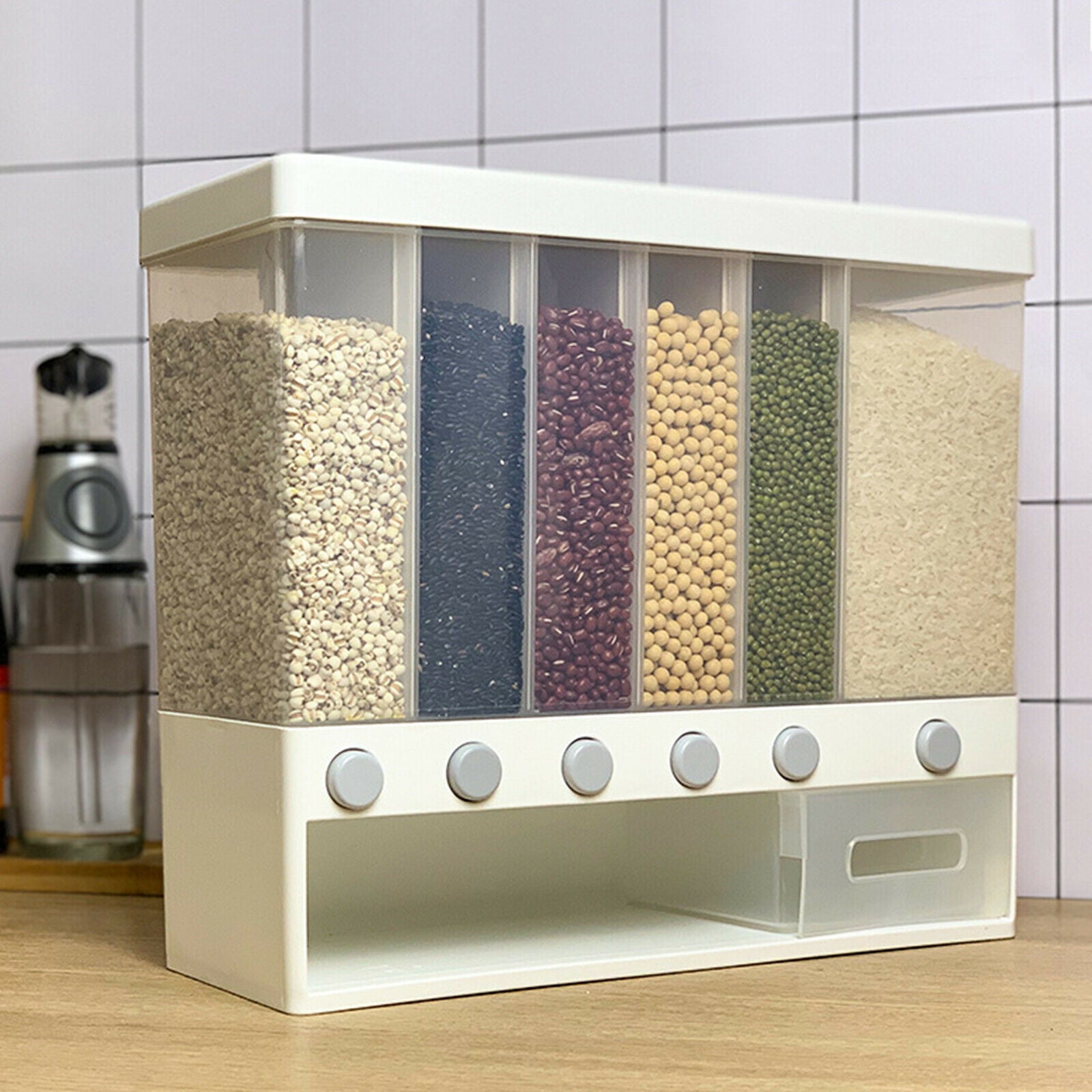 Seperated Cereal Dispenser Whole Grains Rice Bucket for Rice Beans Kitchen