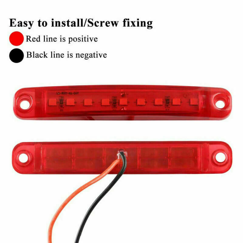 20pcs 4" 9 LED Bus Truck Trailer Side Marker Indicators Lights Red Waterproof