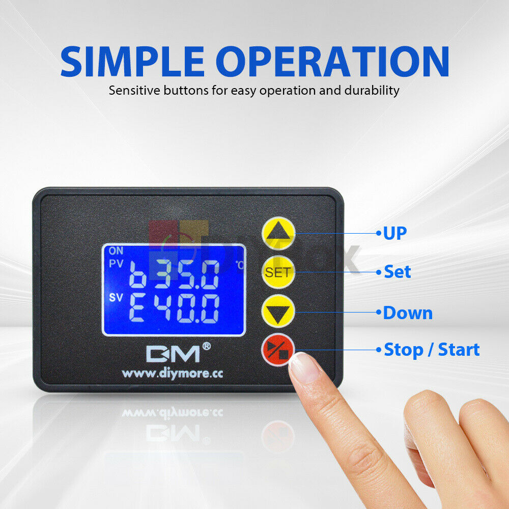 AC110-220V 1.37" LCD Display Temperature Controller w/NTC Sensor Probe -55℃~120℃