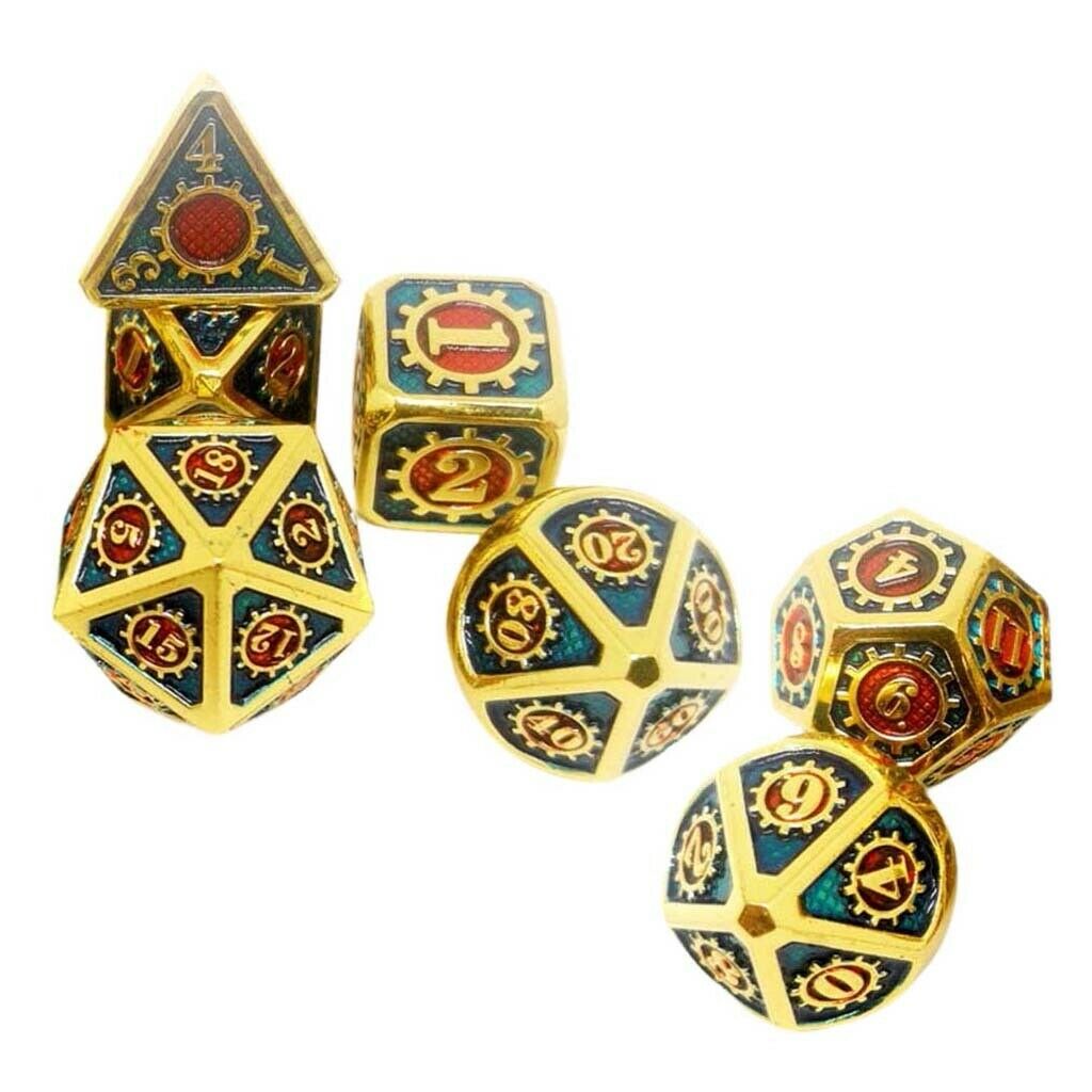 7x Polyhedral Multi-sided Zinc Alloy for DnD D&D Pathfinder Board Games 20