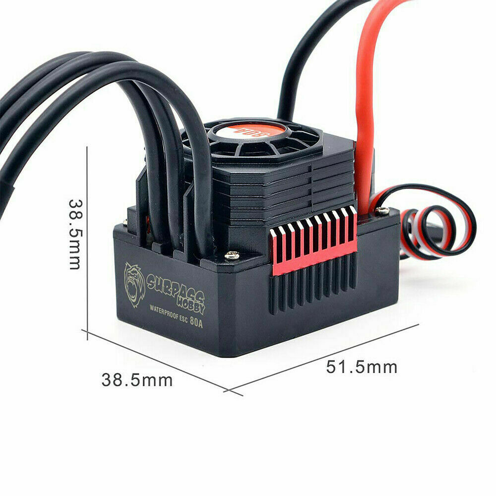 Rocket 3650 Waterproof Sensorless Brushless Motor 5900KV 80A ESC for 1/10 RC Car