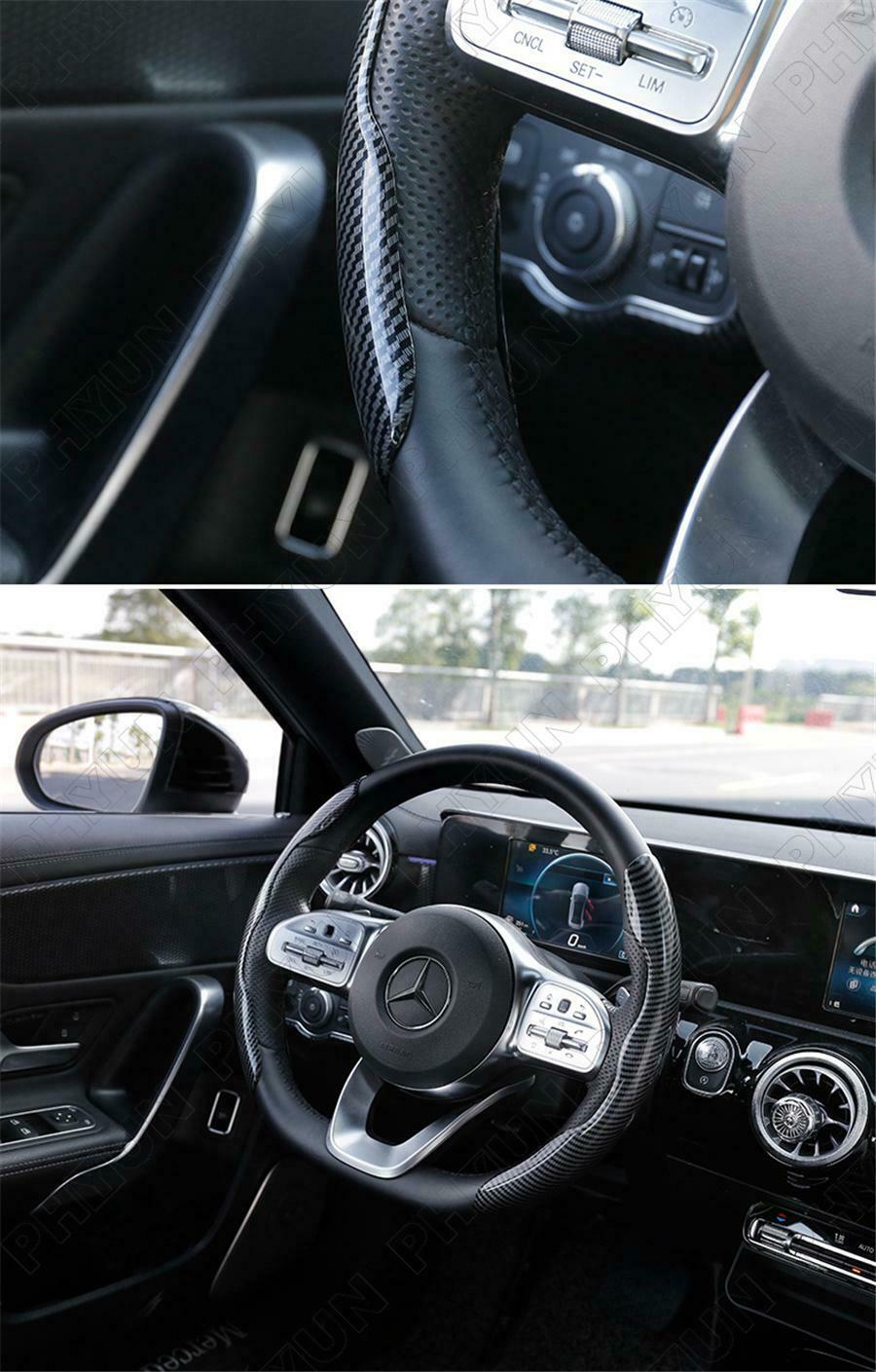 38cm Universal Car Interior Steering Wheel Cover Carbon Fiber Look NonSlip Cover