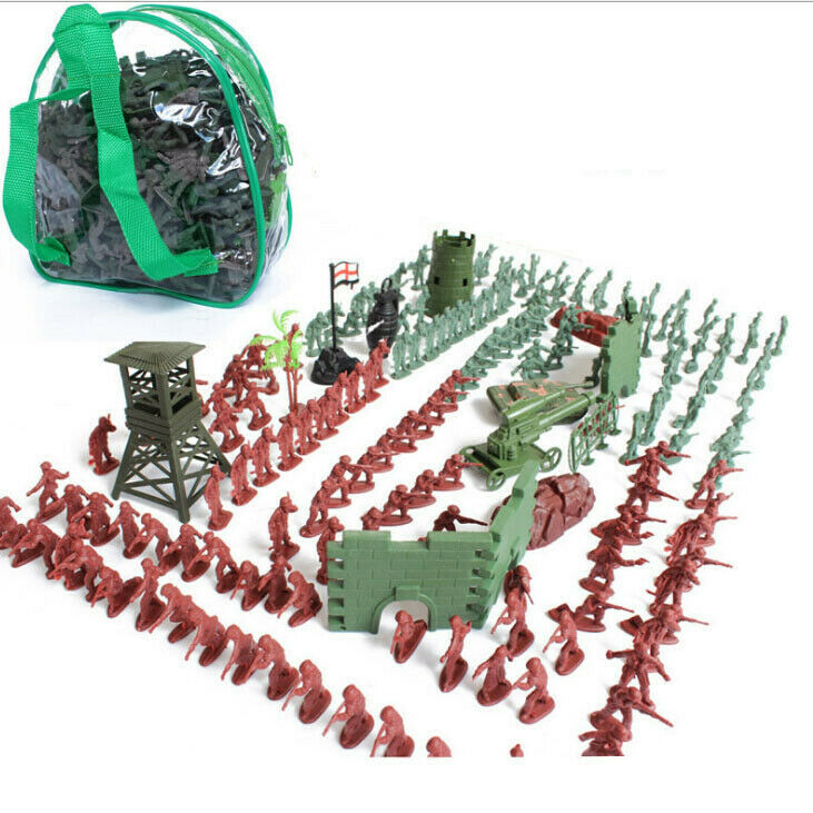 238pcs/Lot Army Combat Game Toys Soldier Set with Zipper Backpack 4cm