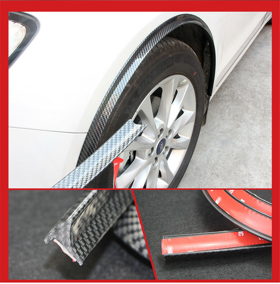 2Pcs 150cm Carbon Fiber Color Rubber Car Fender Flare Wheel Eyebrow Protectors