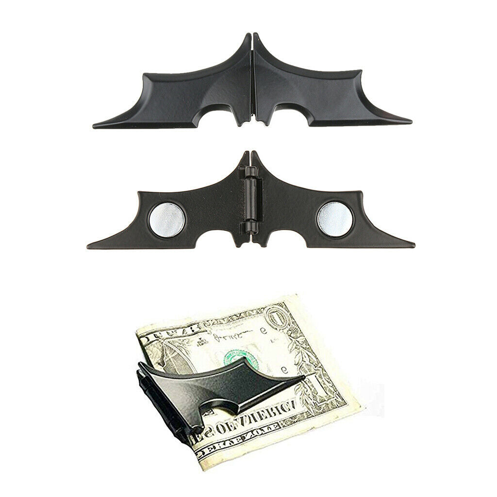 2pcs Cool Bat Shape Metal Money Clip Organizer Card Holder Cash Wallet