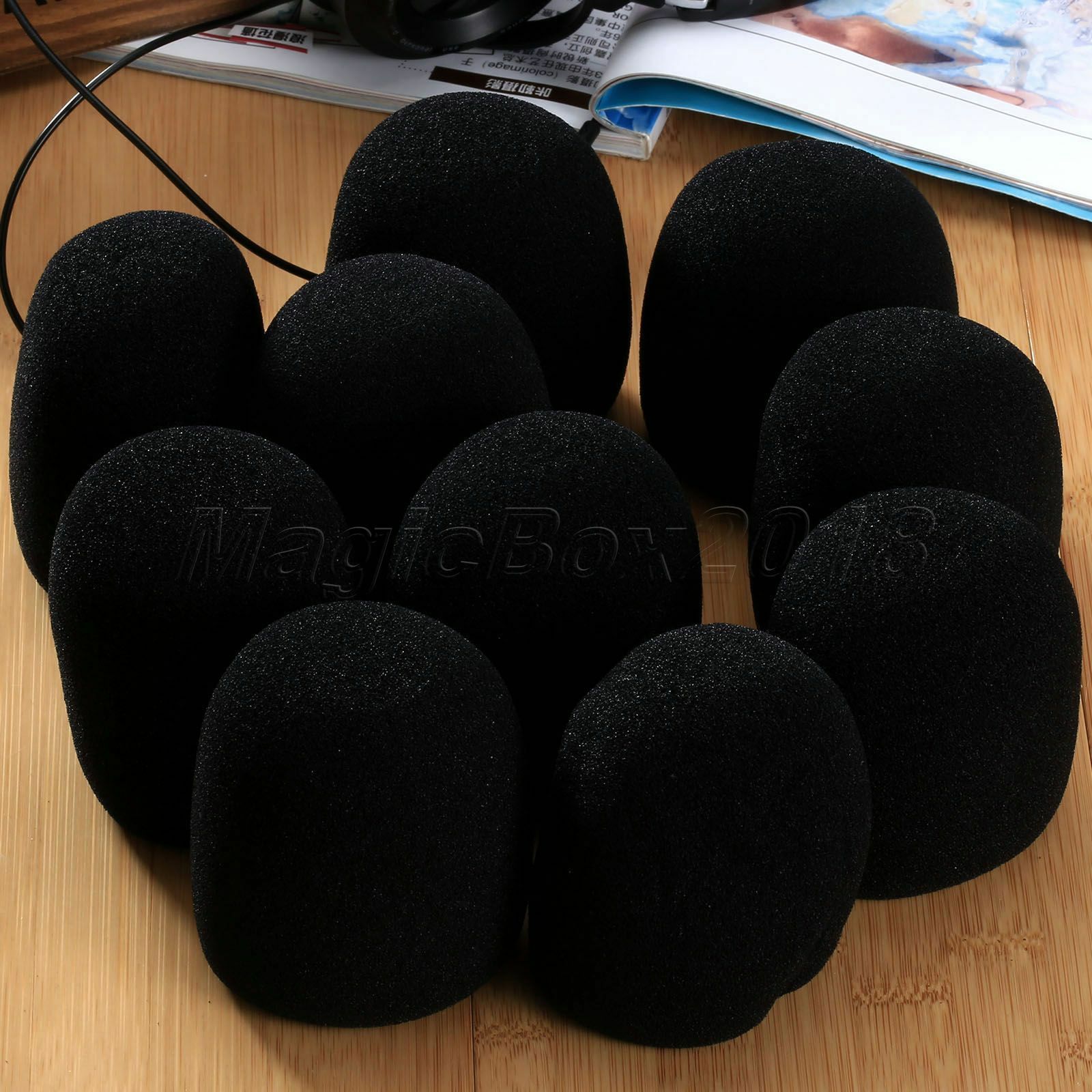 10PC Black Handheld Stage Microphone Windscreen Sponge Foam Mic Cover DJ Karaoke