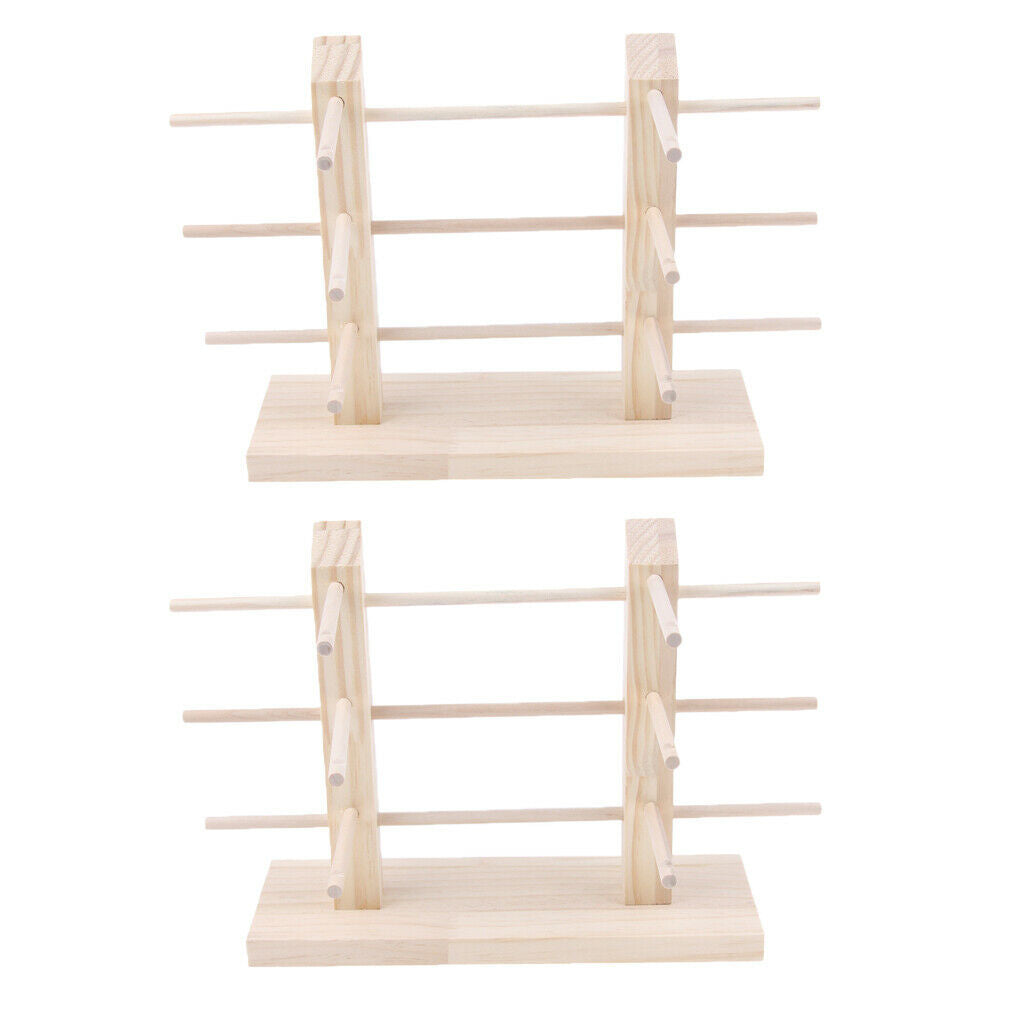 2 Pieces Wood Sunglasses Eyeglass Display Rack Double Lines 6 Pairs of Glasses