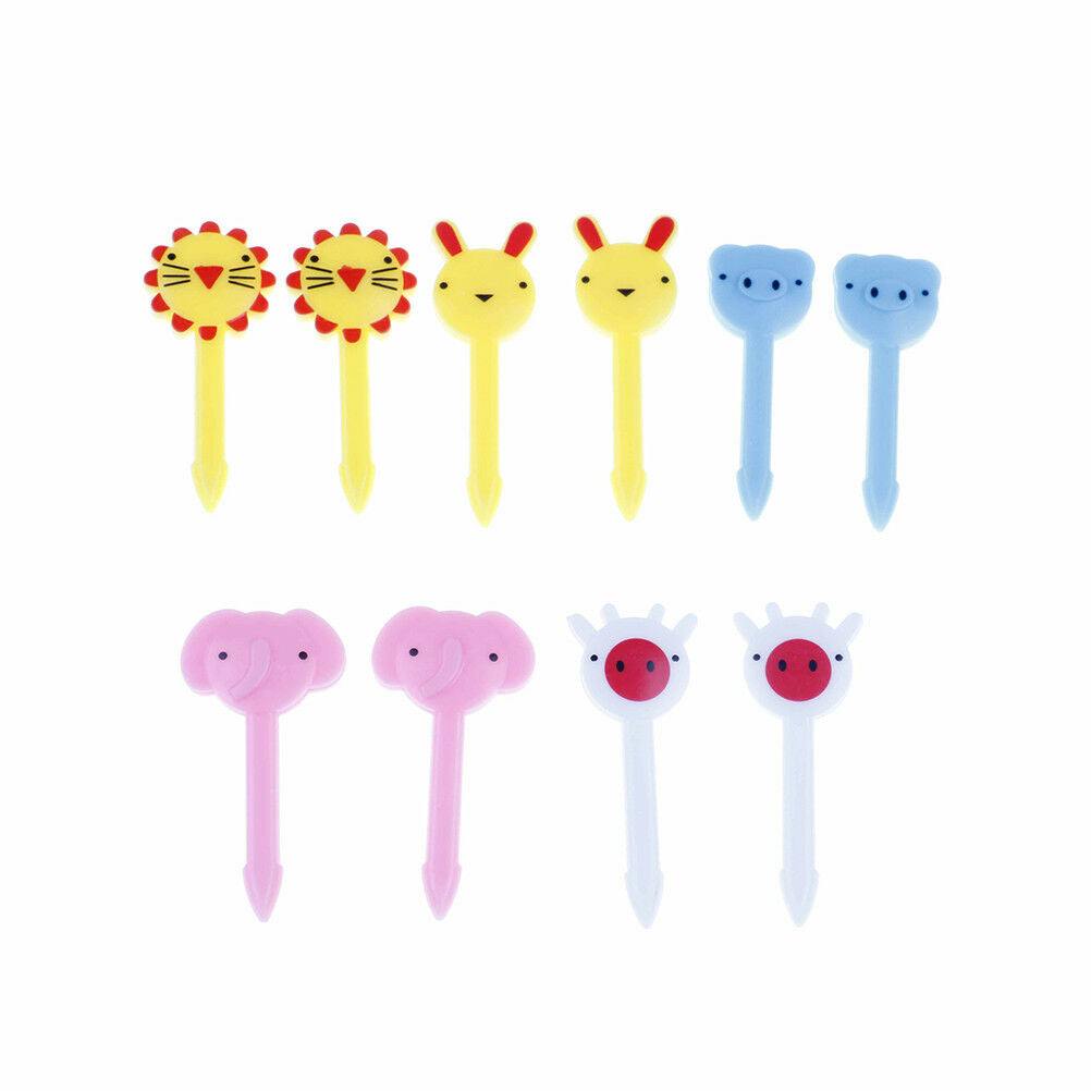 10x Cute Animal Fruit Forks Dessert Fork Toothpick Kids Tableware Food Pi.l8
