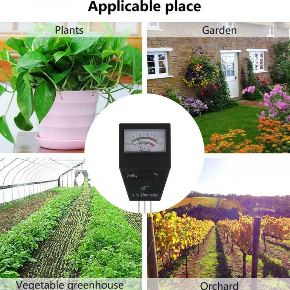 2-in-1 Ph Analyzer Temp Fertility For Indoor Outdoors Garden Farm Planting