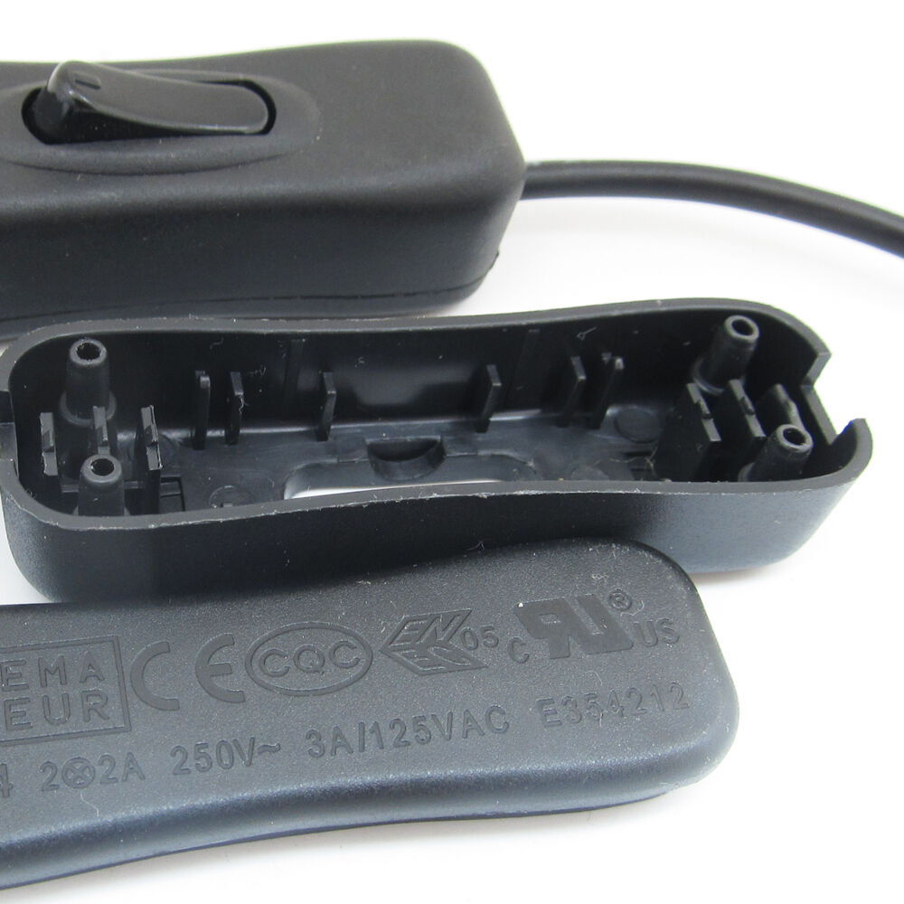 4pcs 1A 125V / 2A 250V Black Plastic ON/OFF Buttom In-Line Cord Wire Switch