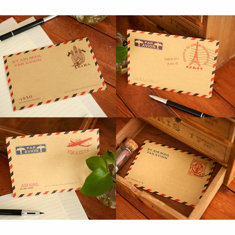 10pcs Mini Envelope Postcard Letter Stationary Storage Paper AirMail Vinta.l8