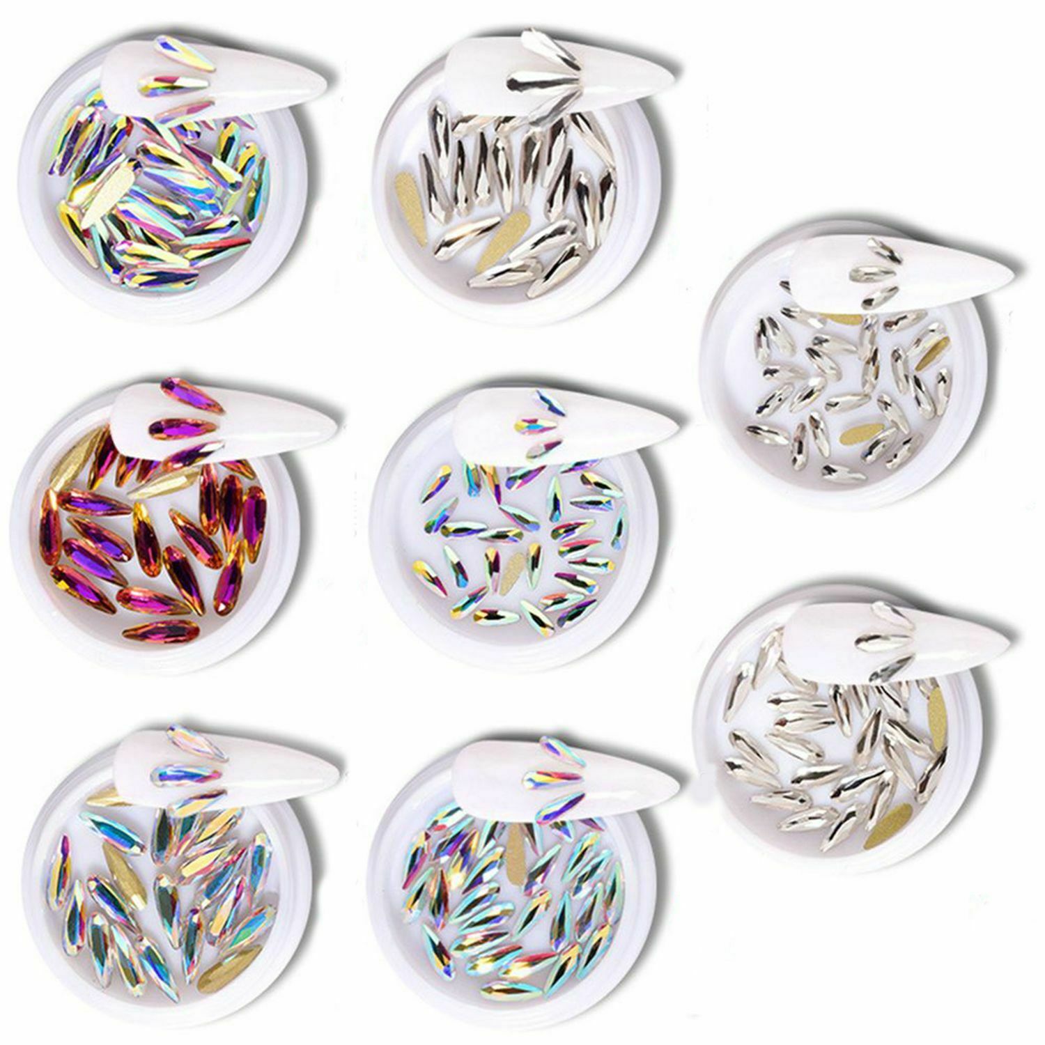 Nail Art Decorations Diamond Waterdrop White AB Nail Stones Nail Rhinestones