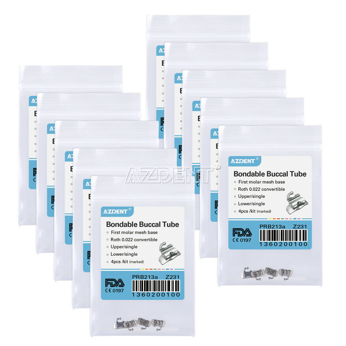100 X Dental 1st Molar Buccal Tube Roth 022 Bondable Convertible U1/L1 4pcs/kit