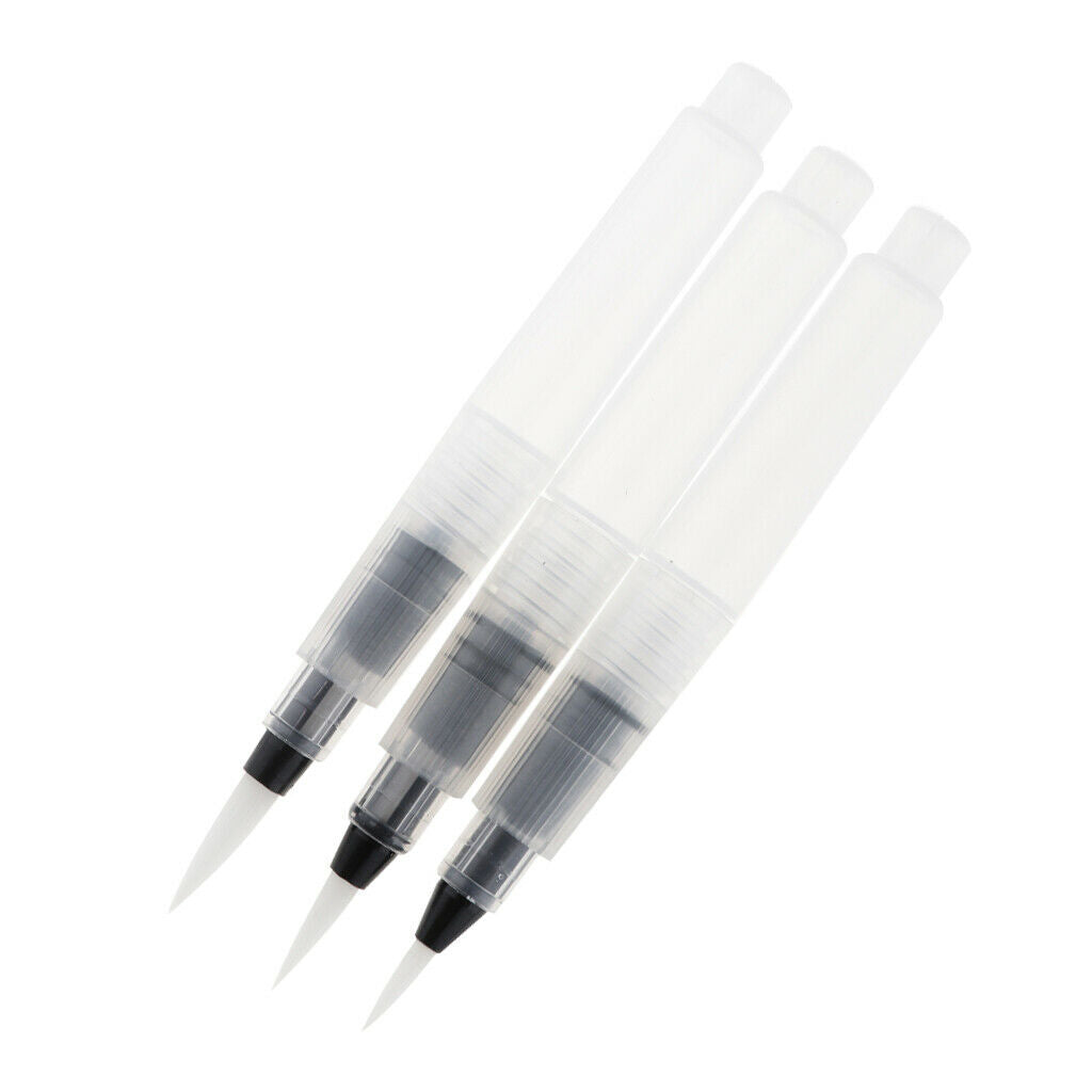 3 Pcs Refillable Brush Water Brush Ink Pen Water Color Soft