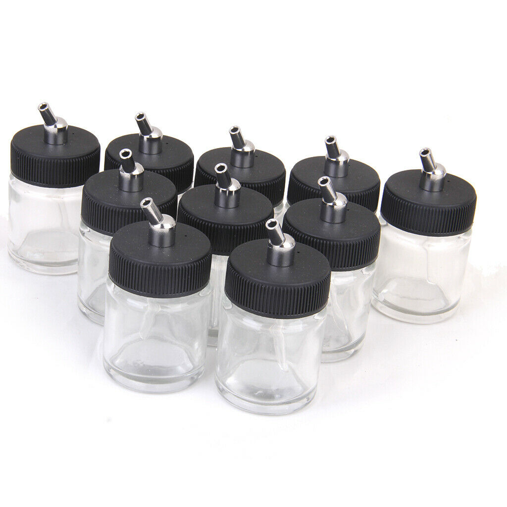 10 x 22cc airbrush bottle empty glasses pot with suction pump lid spray