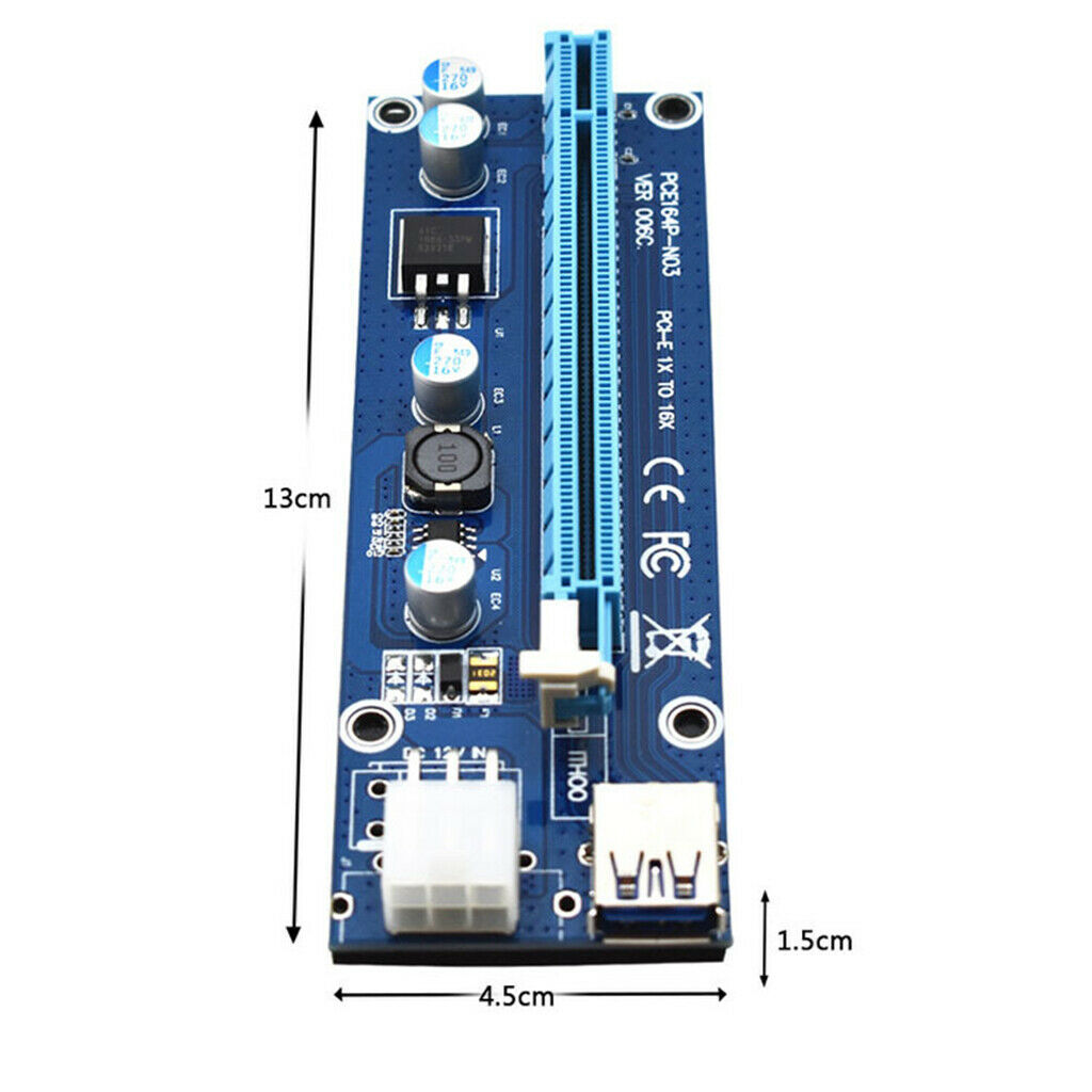60cm Laptop PCI-E Express 1x to 16x USB Graphics Extension Power Adapter