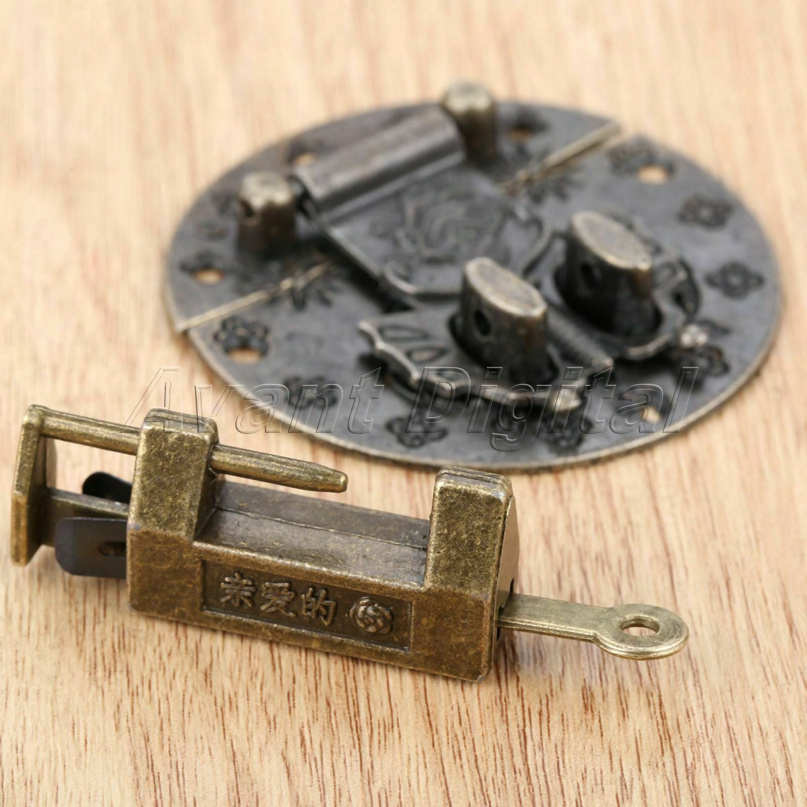 1Set Padlock Chinese Jewelry Box Lock Retro Carved Butterfly Suitcase Latch Hasp