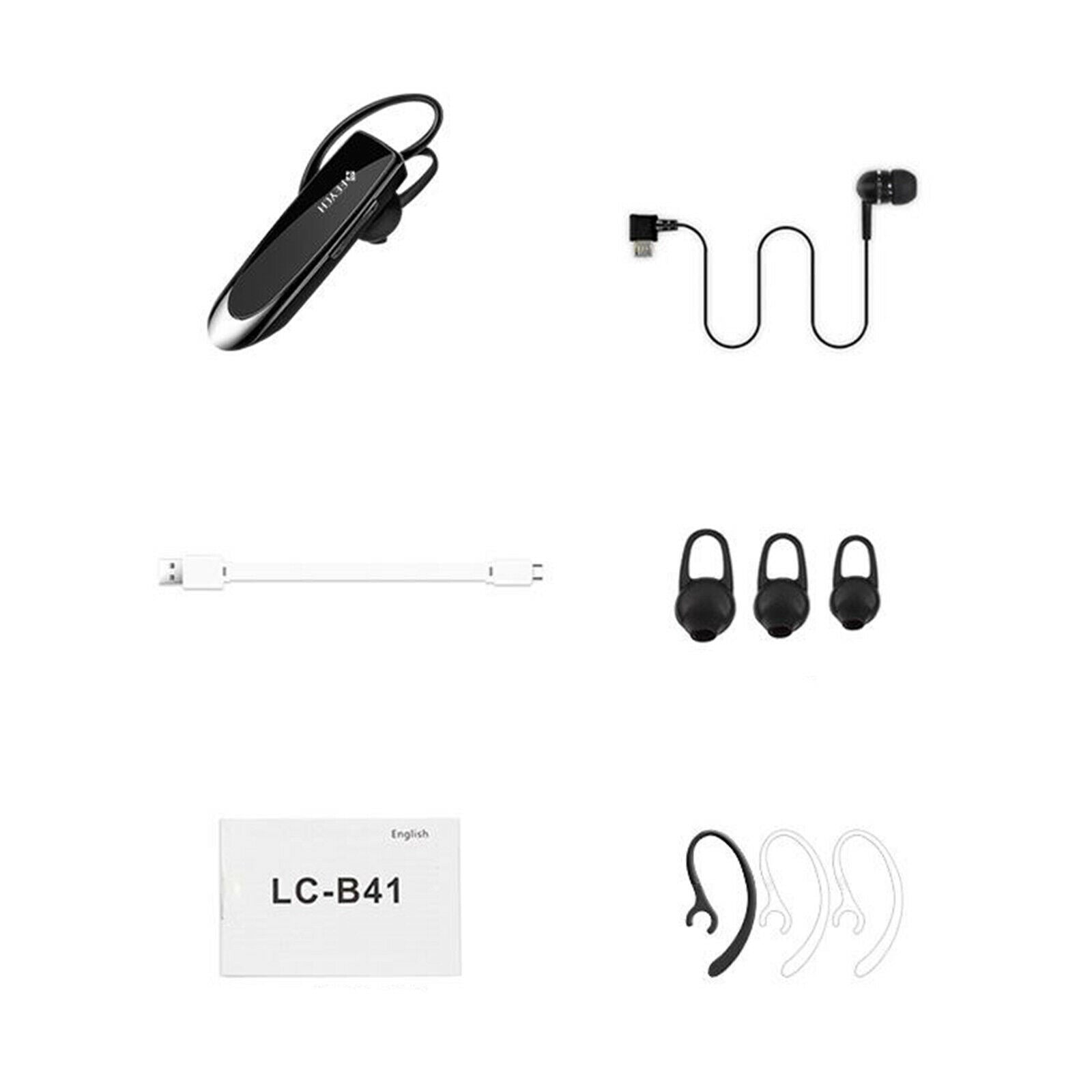 Bluetooth5.0 Single Earhook Ear-hook Noise Cancelling Stereo With Mic Black