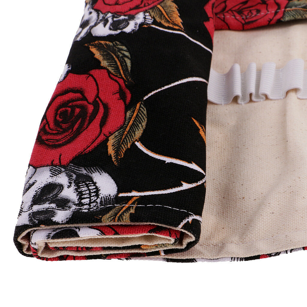 Roll Up Sketching Pencil Case Canvas Pen Bag Holder Pouch Storage Organizer