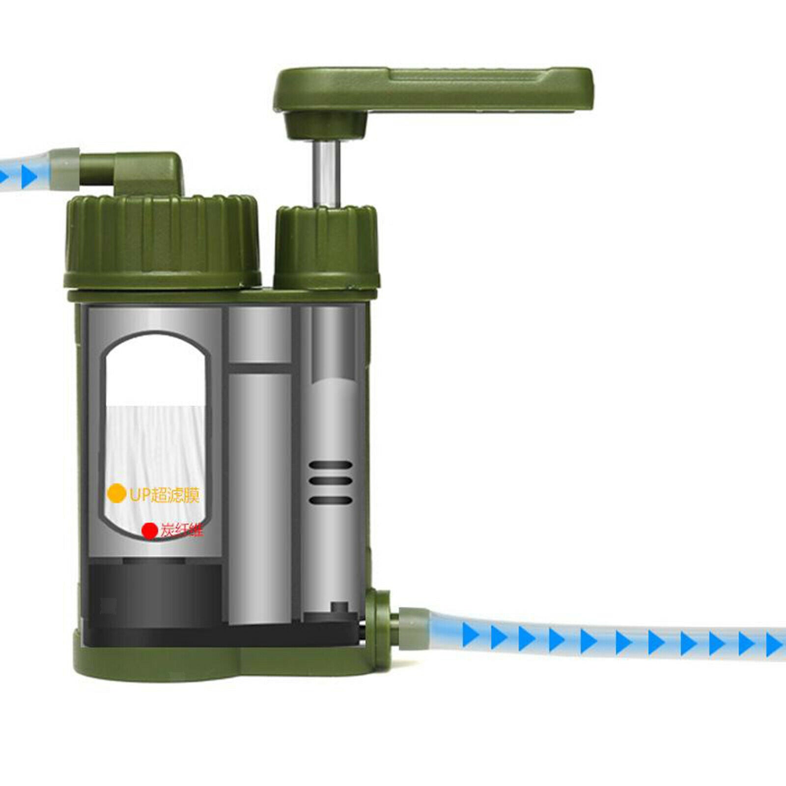 Portable Water Filter Purifier Pump with Hose Outdoor Survival Camping Hiking