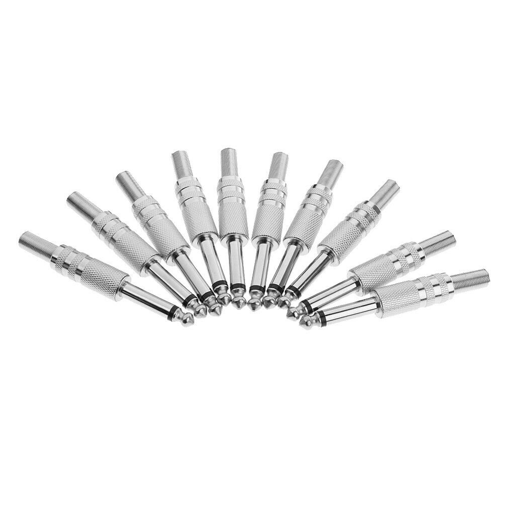 10 Pcs High Quality 6.35mm Audio Connectors Assembly Stereo Audio Tone Plug