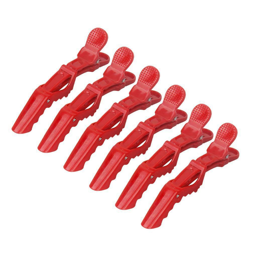 6Pc Makeup Styling Sectioning Hair Clips Hair Styling Alligator Clips Red