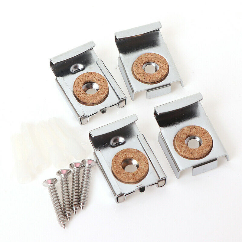 4PCS/Set Easy Install Square Bathroom Durable Mirror Clips Adjustable Bed.l8
