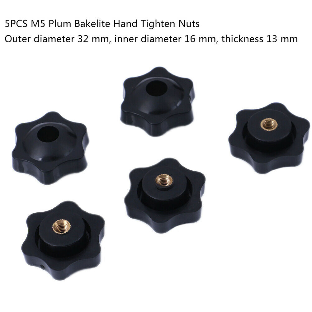 5Pcs M5 plum bakelite hand tighten nuts handle star thumb nuts manual nut.l8
