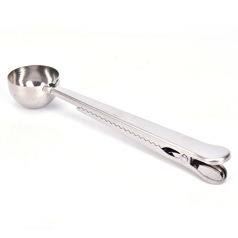 1x Coffee Scoop With Clip Multifunction Stainless Steel Coffee Measuring Spoo CH