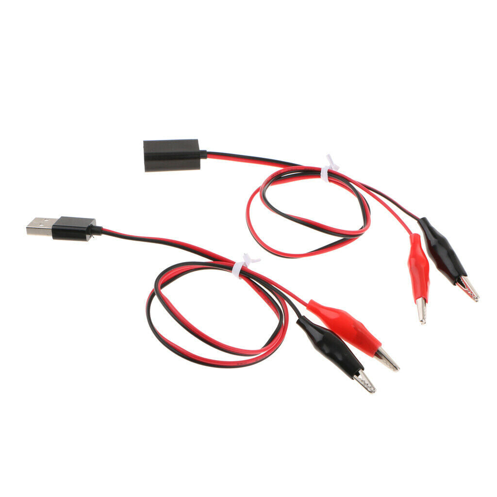 Alligator Clips to USB Male + Female Test Lead Adapter Cable 53cm (pack of 2)
