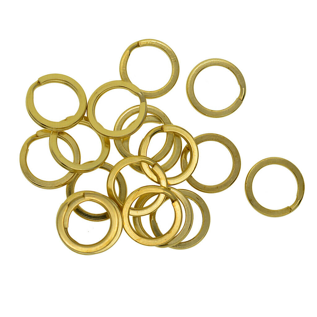 20 Pcs Solid Brass Flat Split Key Ring Key Chain Hooks Hardware 15 mm Loop