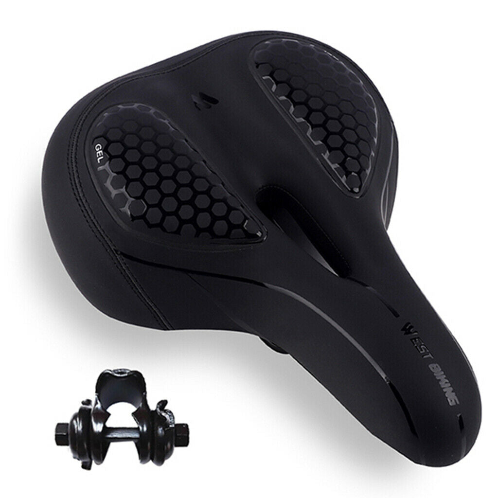 Bicycle Front Seat Cushion Bike Seat with Waterproof Back Taillight Black