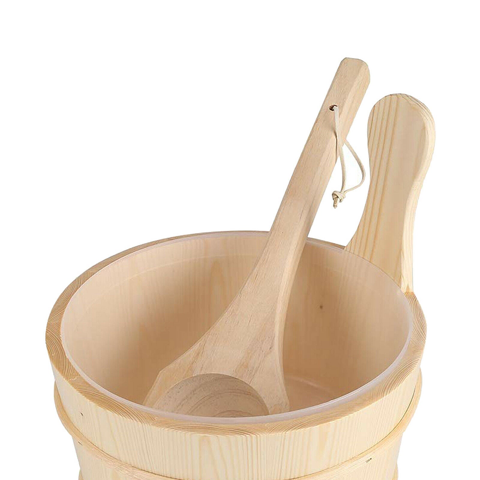 4 Liter Wood Sauna Bucket and Ladle with Liner Hand-crafted Sauna Steaming