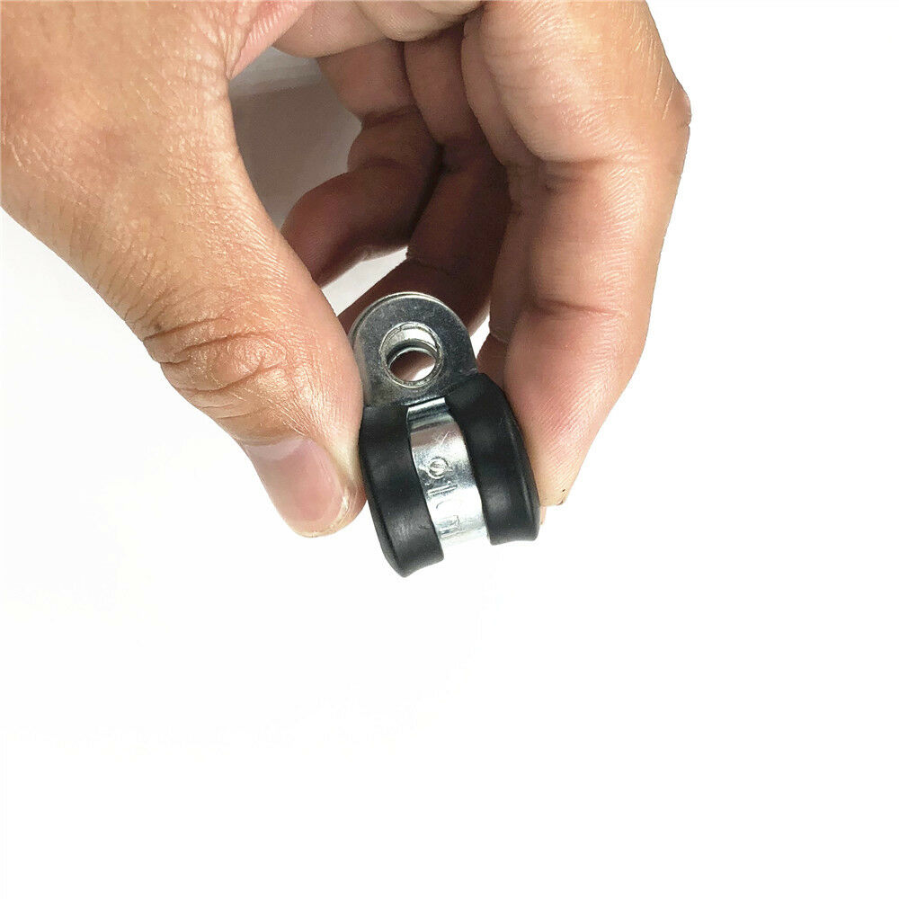 Lot10 10mm 3/8" Zinc Plated Rubber R Shaped Cushion Cable Wire Fuel Clamps Clips