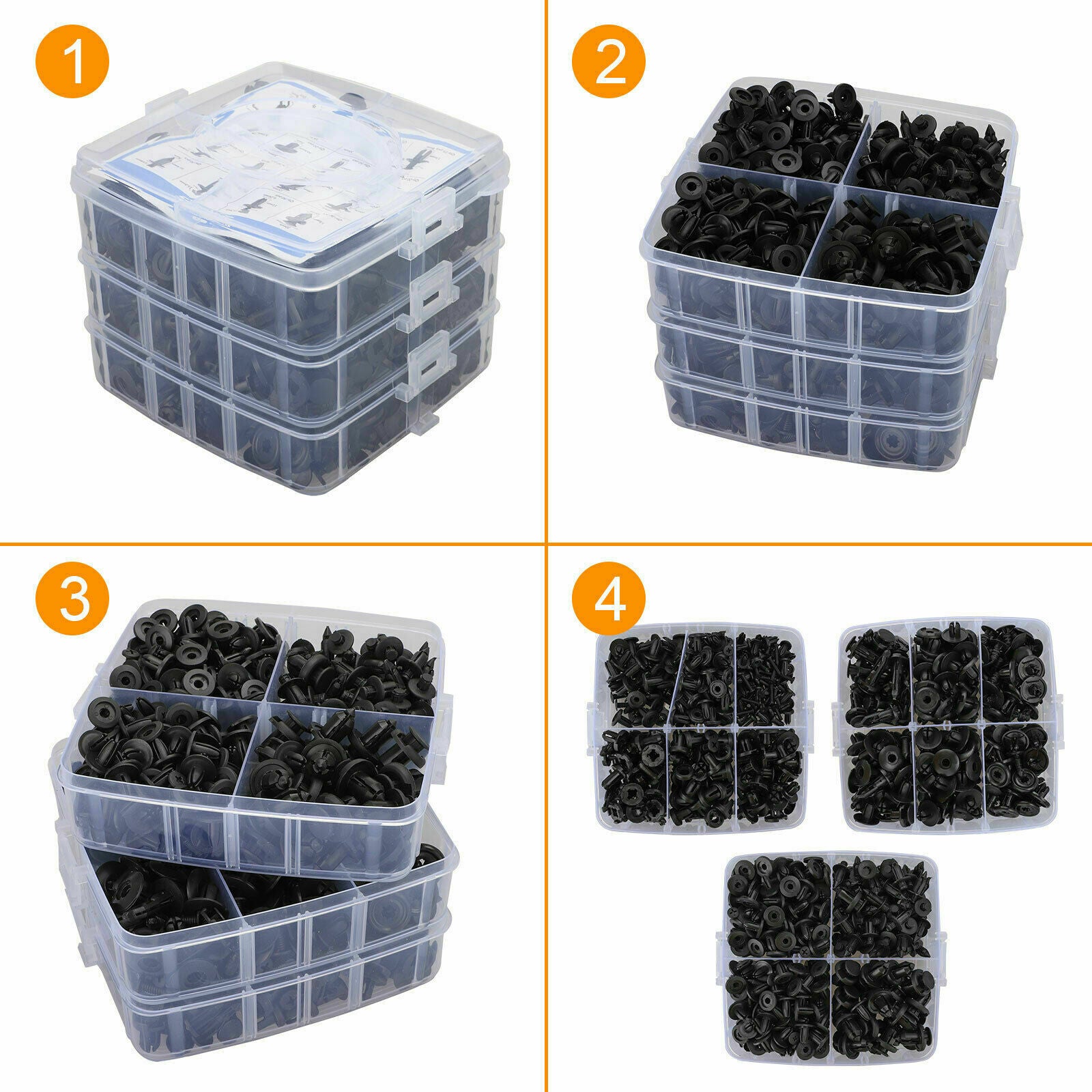 625Pcs Car Retainer Plastic Auto Fasteners Push Trim Clips Pin Rivet Bumper Kit