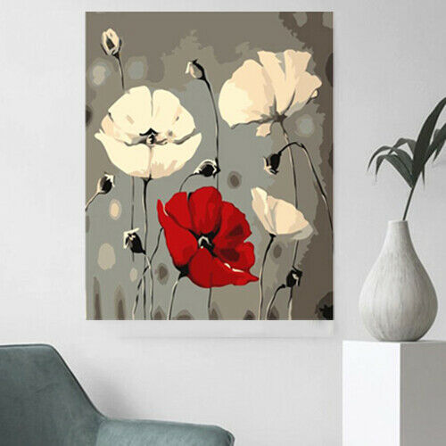 1 Set Flower Oil Painting DIY Paint By Numbers Acrylic Drawing On Canvas
