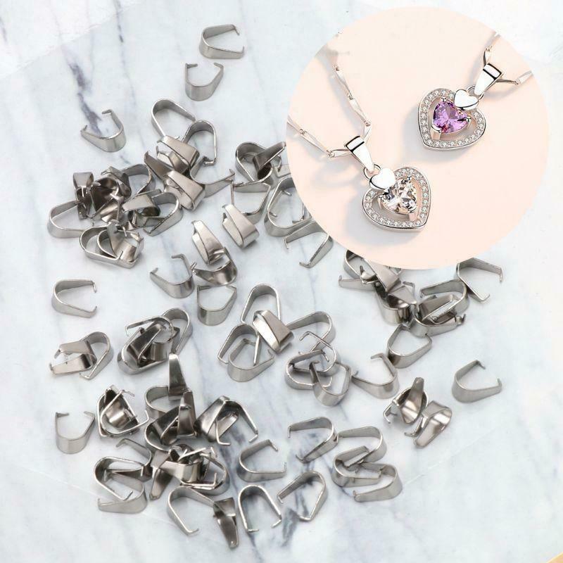 60Pcs Pinch Clip Bail Clasp Dangle Charm Bead Pendant Connectors Jewelry Making