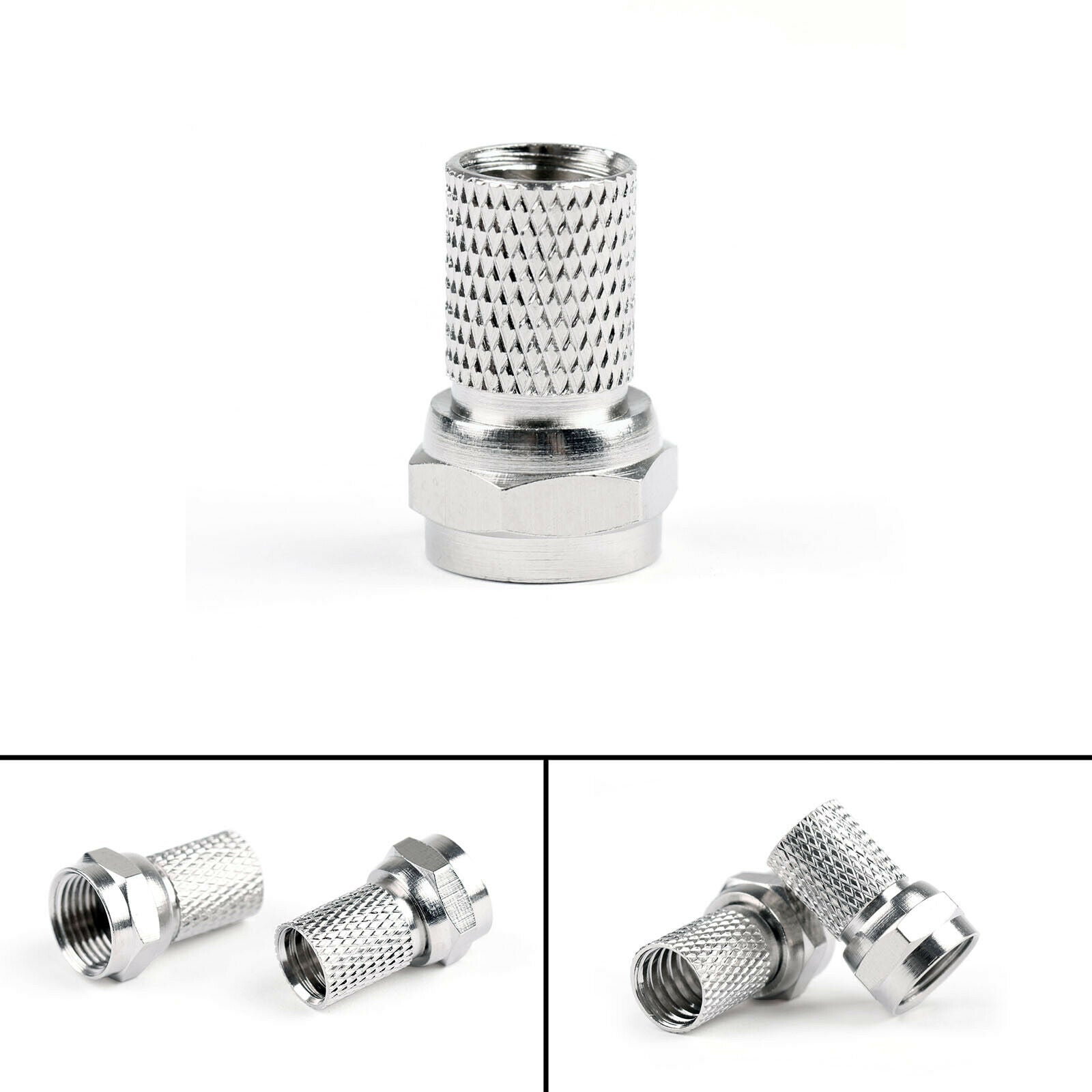 10x F Plug Connectors Screw Twist Coax For RG6 Satellite VIRGIN TV Aerial Cable