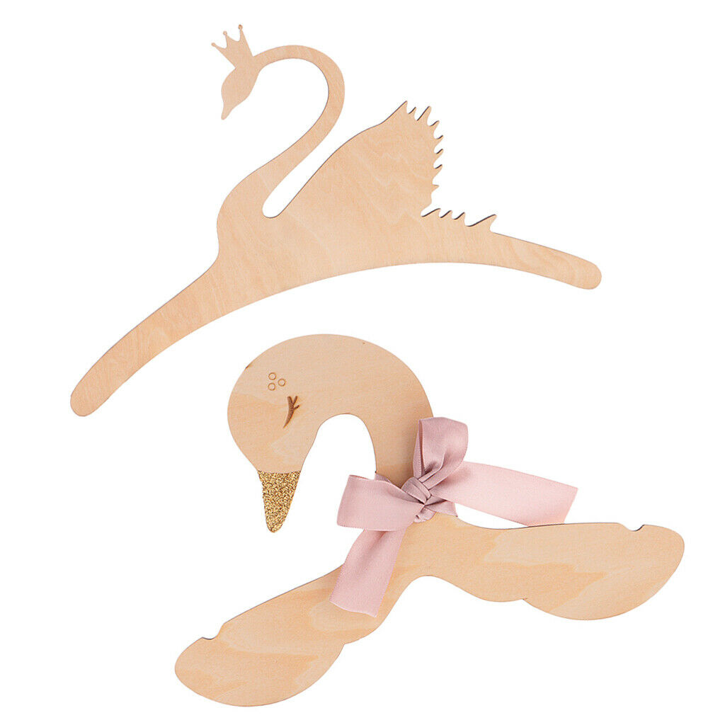 2pcs Novelty Wardrobe Wooden Swan Coat Clothes Hook Hanger For Kids Children